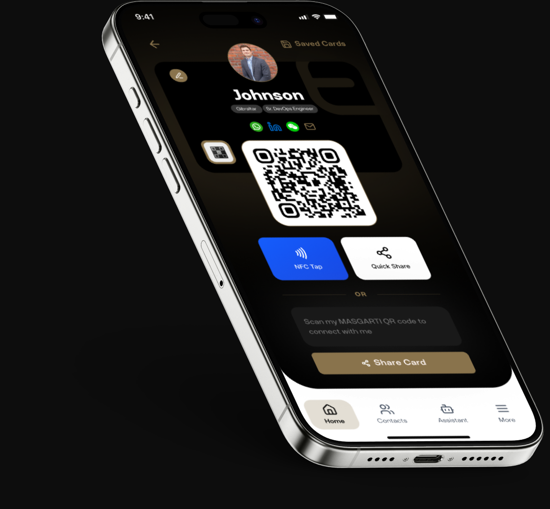 Public profile on phone with save contact actions